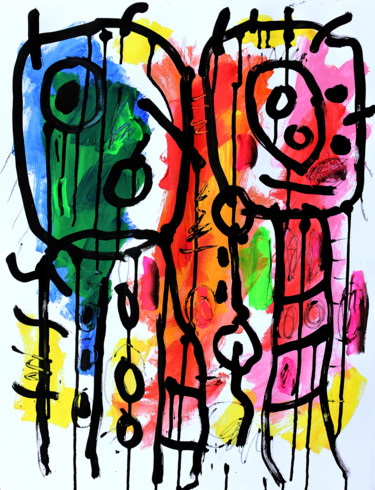 Schilderij getiteld "TWO" door Jean Mirre, Origineel Kunstwerk, Acryl