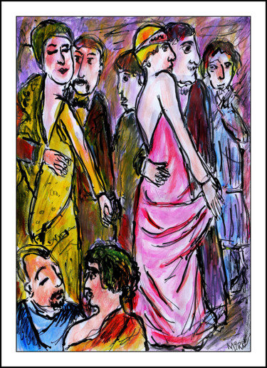Pintura titulada ""Bal chez l'ambassa…" por Jean Mirre, Obra de arte original, Acrílico