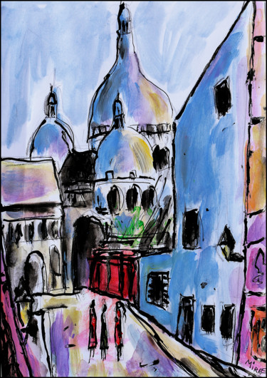 Painting titled "Sacré-Cœur" by Jean Mirre, Original Artwork, Acrylic