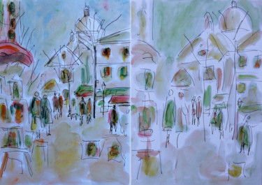 Painting titled "PLACE DU TERTRE,PAR…" by Jean Mirre, Original Artwork, Oil