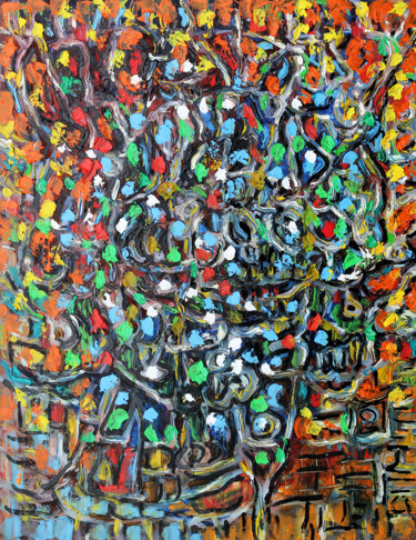 Painting titled "POST MODERN BOUQUET…" by Jean Mirre, Original Artwork, Oil