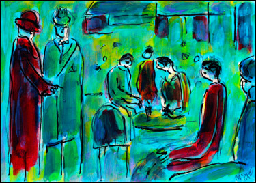 Pittura intitolato "AUX CHAMPS-ELYSÉES" da Jean Mirre, Opera d'arte originale, Olio