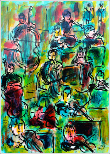 Painting titled "GRAND ORCHESTRE1" by Jean Mirre, Original Artwork, Oil