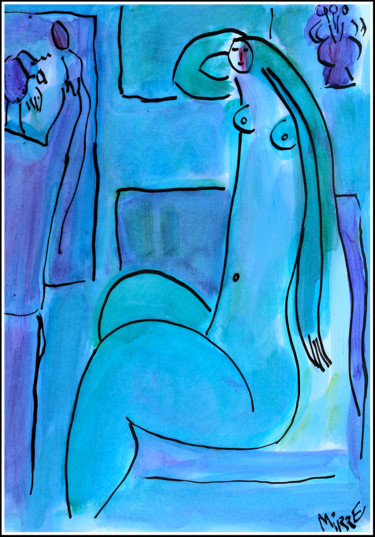 Картина под названием "Peintre et modèle t…" - Jean Mirre, Подлинное произведение искусства, Масло