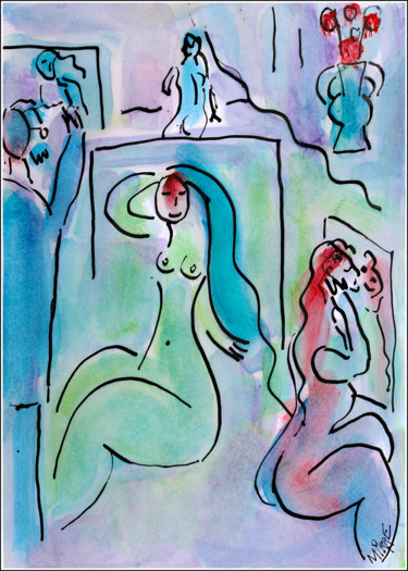 Peinture intitulée "Le peintre et ses m…" par Jean Mirre, Œuvre d'art originale, Huile