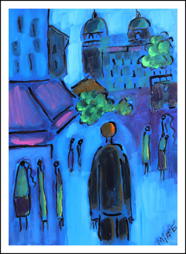 Картина под названием "SUMMER IN A BLUE CI…" - Jean Mirre, Подлинное произведение искусства, Масло