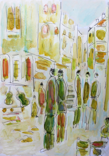 Malerei mit dem Titel "Rue dans le midi" von Jean Mirre, Original-Kunstwerk, Öl