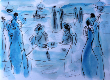 Peinture intitulée "La danse bleue" par Jean Mirre, Œuvre d'art originale, Huile
