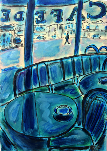 Painting titled "Café de Flore d'apr…" by Jean Mirre, Original Artwork, Oil