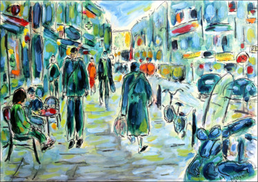 Painting titled "Rue du Commerce2" by Jean Mirre, Original Artwork, Oil