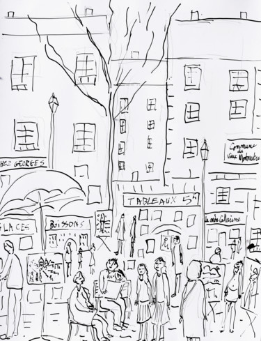 Drawing titled "VIEUX MONTMARTRE  s…" by Jean Mirre, Original Artwork, Ink