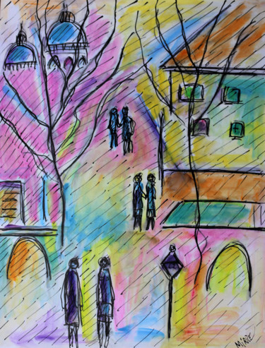 Painting titled "DREAMY PLACE DU TER…" by Jean Mirre, Original Artwork, Oil