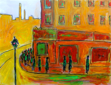 Painting titled "Street corner" by Jean Mirre, Original Artwork, Oil