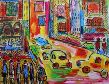 Schilderij getiteld "SIMPLE NYC" door Jean Mirre, Origineel Kunstwerk, Olie