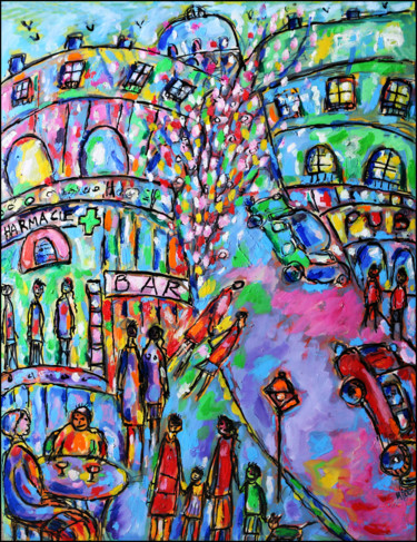 Malarstwo zatytułowany „Paris en été  updat…” autorstwa Jean Mirre, Oryginalna praca, Olej