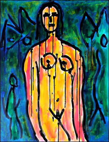 Peinture intitulée "ABORIGÈNE1" par Jean Mirre, Œuvre d'art originale, Acrylique