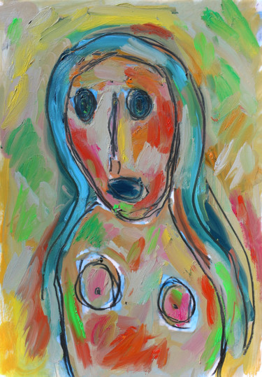 Malerei mit dem Titel "YOUNG WOMAN" von Jean Mirre, Original-Kunstwerk, Öl