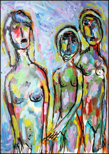Peinture intitulée "LES FEMMES DE HOUEL…" par Jean Mirre, Œuvre d'art originale, Huile