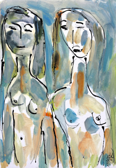 Картина под названием "YOUNG FRIENDS" - Jean Mirre, Подлинное произведение искусства, Масло