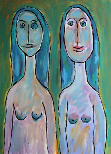 Peinture intitulée "Mona et Lisa" par Jean Mirre, Œuvre d'art originale, Huile