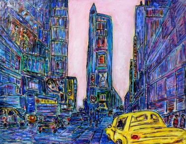 Painting titled "TIMES SQUARE IMPRES…" by Jean Mirre, Original Artwork, Oil