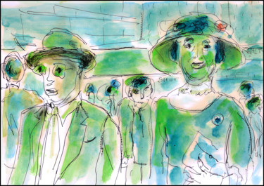 Painting titled "NEW YORK HATS" by Jean Mirre, Original Artwork, Oil