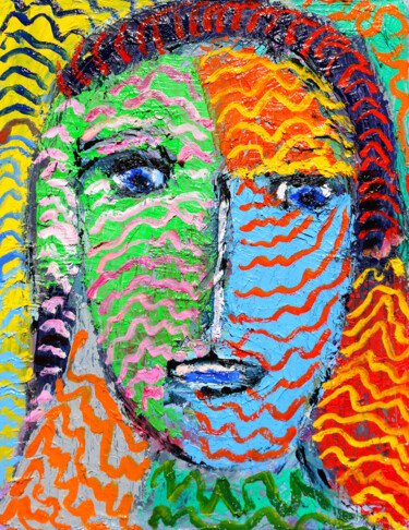 Malerei mit dem Titel "Colorman" von Jean Mirre, Original-Kunstwerk, Öl Auf Keilrahmen aus Holz montiert