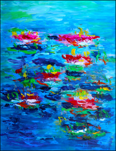 Painting titled "POND" by Jean Mirre, Original Artwork, Oil