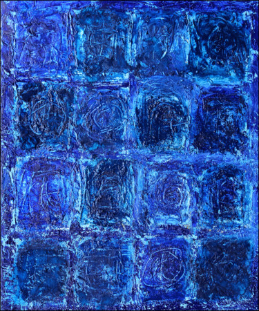 Картина под названием "DIAMANTS BLEUS" - Jean Mirre, Подлинное произведение искусства, Масло Установлен на Деревянная рама д…