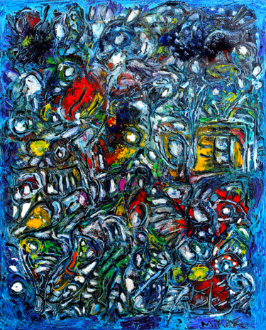 Painting titled "Climate change" by Jean Mirre, Original Artwork, Oil Mounted on Wood Stretcher frame