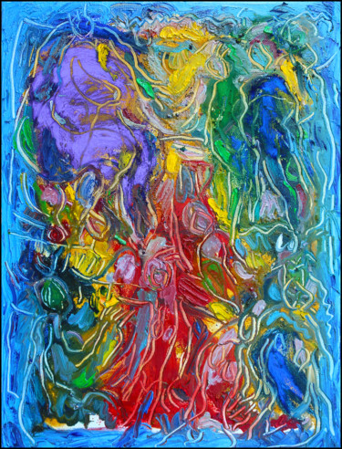 Картина под названием "La création" - Jean Mirre, Подлинное произведение искусства, Масло Установлен на Деревянная рама для…