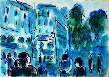 Malarstwo zatytułowany „Blvd St Michel” autorstwa Jean Mirre, Oryginalna praca, Olej