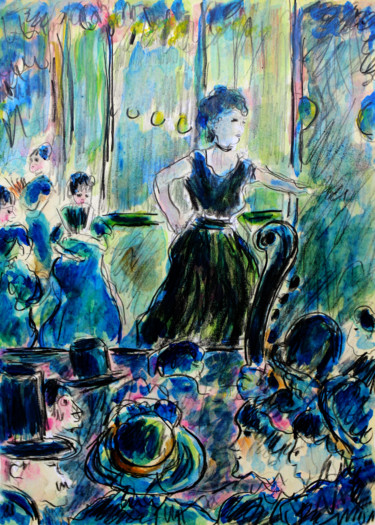 Peinture intitulée "Café concert (d'apr…" par Jean Mirre, Œuvre d'art originale, Huile