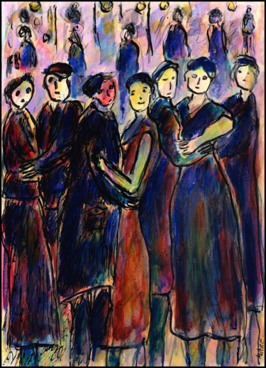 Pittura intitolato "Bal de la CLASSE ou…" da Jean Mirre, Opera d'arte originale, Olio