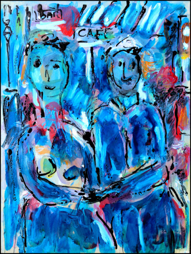 "Couple d'artistes" başlıklı Tablo Jean Mirre tarafından, Orijinal sanat, Petrol