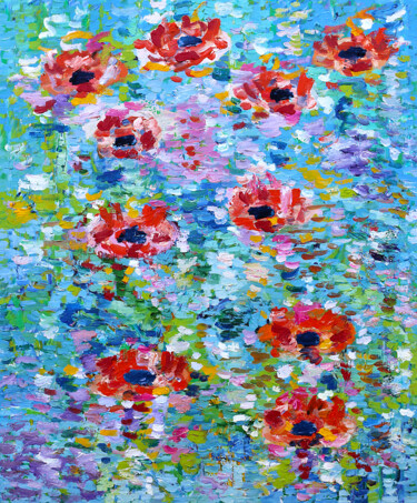 Картина под названием "Lotus" - Jean Mirre, Подлинное произведение искусства, Масло Установлен на Деревянная рама для носилок