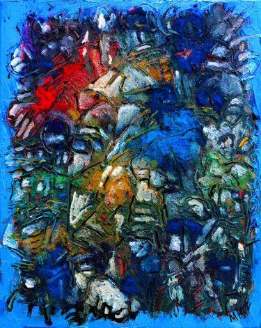 Картина под названием "Géométrie1" - Jean Mirre, Подлинное произведение искусства, Масло Установлен на Деревянная рама для н…
