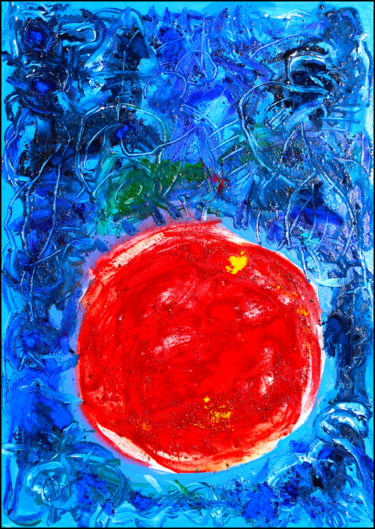 Painting titled "DEAR PLANET" by Jean Mirre, Original Artwork, Oil Mounted on Wood Stretcher frame