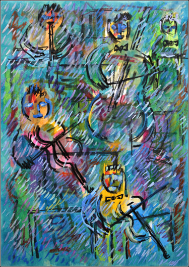 Peinture intitulée "Orchestre de chambre" par Jean Mirre, Œuvre d'art originale, Huile