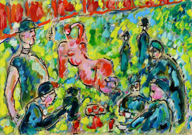 Pintura titulada "Le déjeuner des can…" por Jean Mirre, Obra de arte original, Oleo