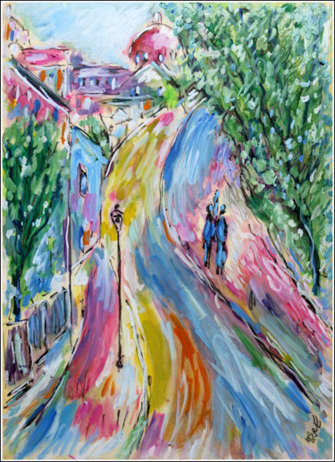 Painting titled "Joyeux Montmartre" by Jean Mirre, Original Artwork, Oil