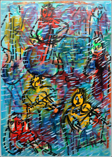 Картина под названием "Les musicos" - Jean Mirre, Подлинное произведение искусства, Масло