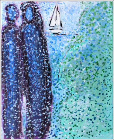Peinture intitulée "Rêve à deux" par Jean Mirre, Œuvre d'art originale, Huile Monté sur Châssis en bois