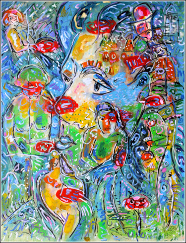 Peinture intitulée "Rêveuse" par Jean Mirre, Œuvre d'art originale, Huile