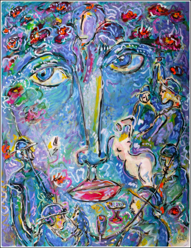 Peinture intitulée "exGARDEN FACE" par Jean Mirre, Œuvre d'art originale, Huile
