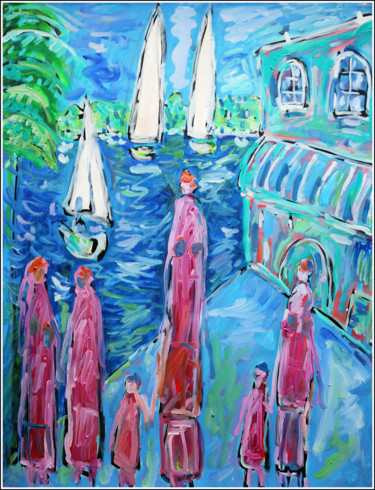 Painting titled "VACANCES" by Jean Mirre, Original Artwork, Oil