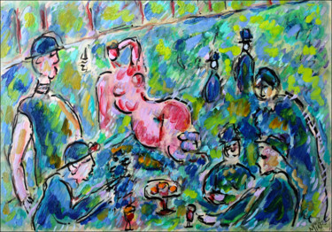 Pintura intitulada "Le déjeuner (d'aprè…" por Jean Mirre, Obras de arte originais, Óleo