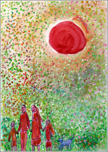 Pintura intitulada "Sur la terre comme…" por Jean Mirre, Obras de arte originais, Óleo