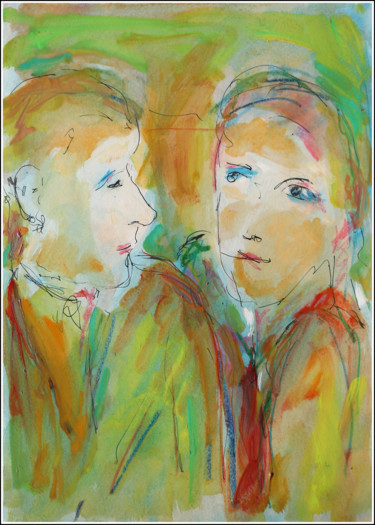 Peinture intitulée "ARAGON ET ELSA" par Jean Mirre, Œuvre d'art originale, Huile