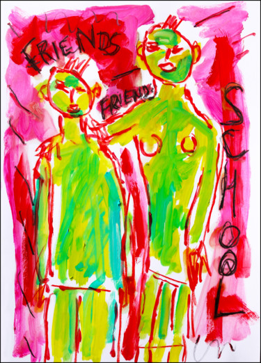 「School friends」というタイトルの絵画 Jean Mirreによって, オリジナルのアートワーク, オイル